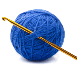 a ball of yarn and a crochet hook